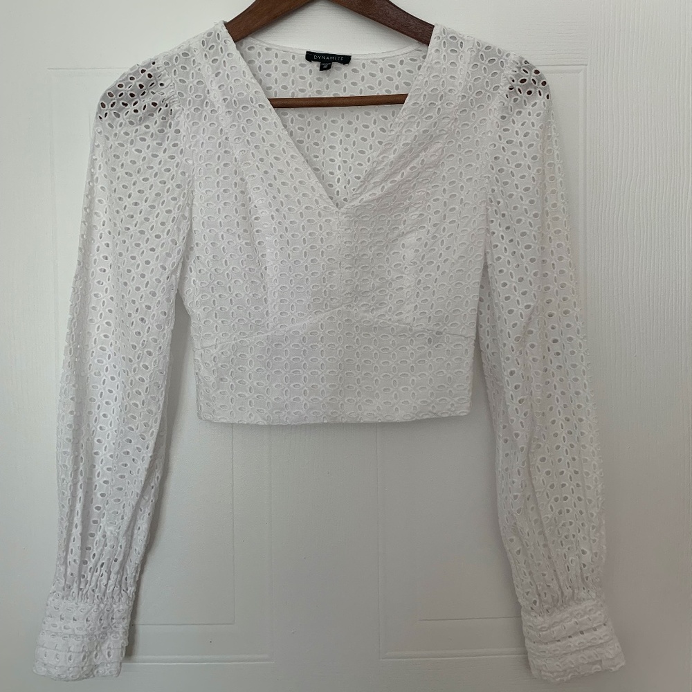NWOT Eyelet details corset crop top with